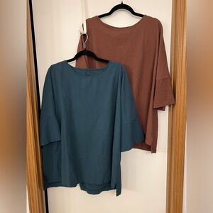 3X, TWO GAUZE LIGHTWEIGHT TOPS, NEW